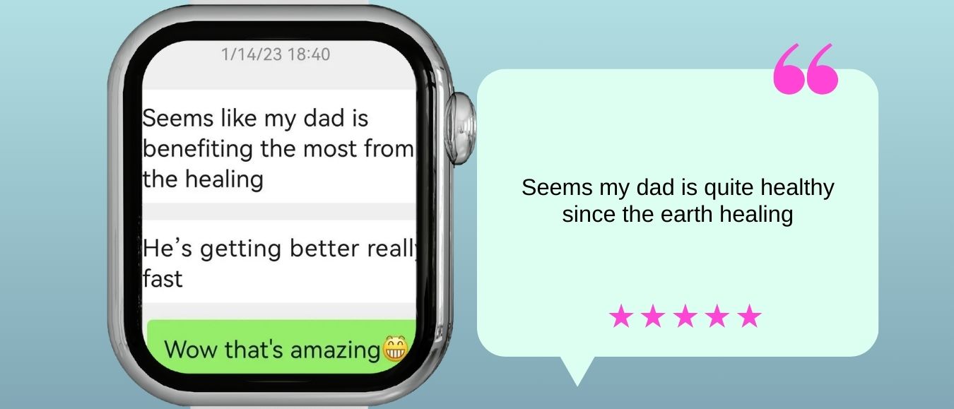 Apple Watch showing a WhatsApp chat and a quote card about the client's father's health